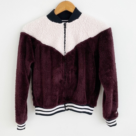 Nike Athletic Sherpa Wolf Teddy Zip Up Long Sleeves Bomber Jacket Size Small - Picture 3 of 16